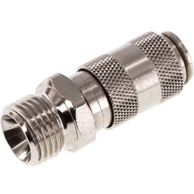 Vernikkeld Messing DN 2.7 (Micro) Luchtkoppeling Snelkoppeling G 1/8 inch Buitendraad Double Shut-Off - CLS2-M-BN-SV-P-018