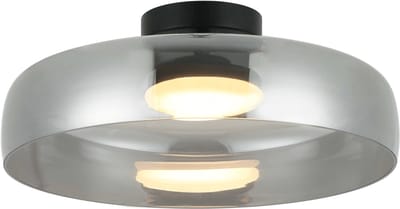 Kosilum - Riccardo - Plafondlamp - Zwart en rookgrijs - Metaal en glas