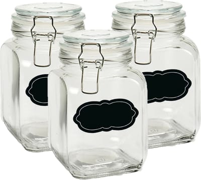 Weckpot/inmaakpot - 4x - 1.2L - glas - met beugelsluiting - incl. etiketten