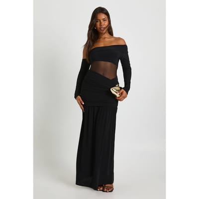 boohoo Dames Asymmetrische maas uitgesneden maxi jurk | Black | Maat: 16