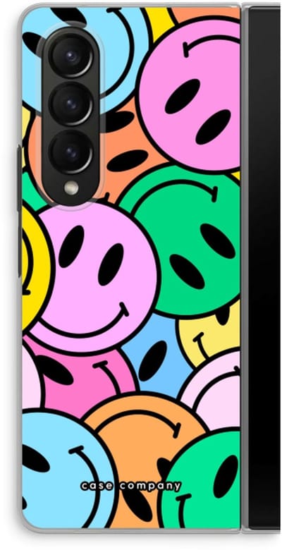 Case Company® - Hoesje geschikt voor Samsung Galaxy Z Fold4 hoesje - Smiley N°1 - Soft Cover Telefoonhoesje - Bescherming aan alle Kanten en Schermrand