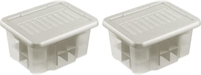 Sunware Kerstballen opbergbox - 3x stuks - zilver - 45 kerstballen - 24 liter - kunststof - opbergen - opruimen