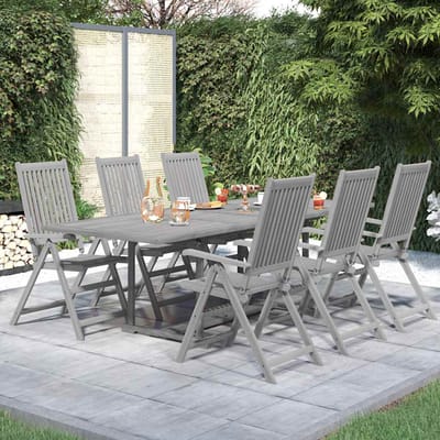 vidaXL - 7-delige - Tuinset - massief - acaciahout