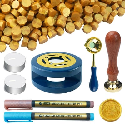 Wax Zegelstempel Set met 500 Champagnegoud Kralen en Accessoires voor Perfecte Zegels