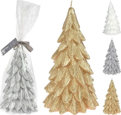 Kerstboom in de vorm van kaarsjes - 3 stuks - Goud Zilver en Wit - 18 cm hoog - kerst -kerstverlichting