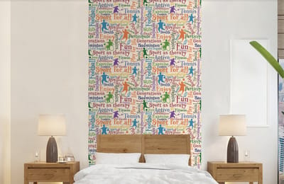 Behang - Fotobehang Patroon - Sport - Alfabet - Quotes - Breedte 120 cm x hoogte 240 cm
