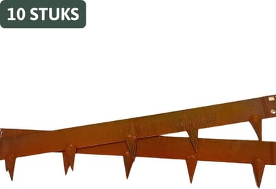 Famiflora cortenstaal borderrand 1m - 10 stuks - H16 cm - 1.5mm dikte - Flexibele afboording met roestkleurige uitstraling - tuinrand - perkafzetting - grasrand - afboording gazon - tuinafboording - Set van 10 koppelbare borderranden (10 meter)