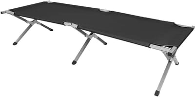 Opvouwbaar Veldbed - Klapbed Buiten - Kamperen Reizen - Stevig Aluminium Frame - 190 x 62 cm - Zwart