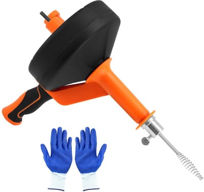 Cosensi - 7.5m Pipe Cleaning Spiral Set - Afvoerreiniger met handschoenen - Handmatig en elektrisch gebruik - Flexibele kabel - Voor keuken en badk...