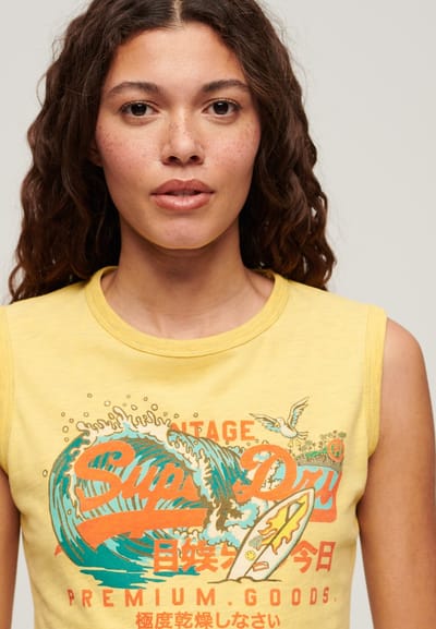 Superdry - Slimfit hemdtopje met LA vintage logo - Dames - Vesten