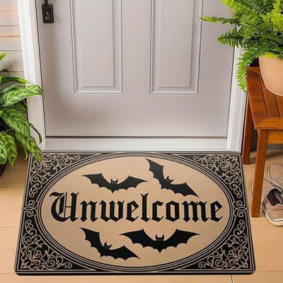ONWELKOMEN    Bat Gotische Stijl WELKOM Vloerkleed Deurmat Woonkamer Slaapkamer Entree Deur Vloermat Hal Achtertuin Voetmat Hallowmas 30x50cm