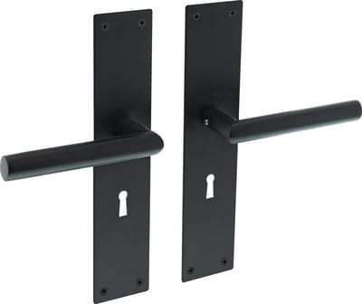 Intersteel Deurkruk Jura met schild 250x55x2mm sleutelgat 56mm zwart