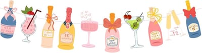 Feestelijke Banner voor 21e Verjaardag met Champagneflessen en Wijnglazen, Perfecte Versiering voor Vrouwen en Feestjes