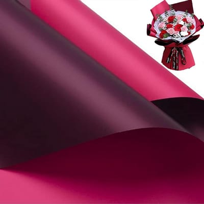 Allecto - Dubbelzijdig Inpakpapier - 20 Vellen - Waterdicht - 50 x 50 cm - Geschenken - Bloemenwinkel Verpakking - Wijnrood en Karmozijnrood