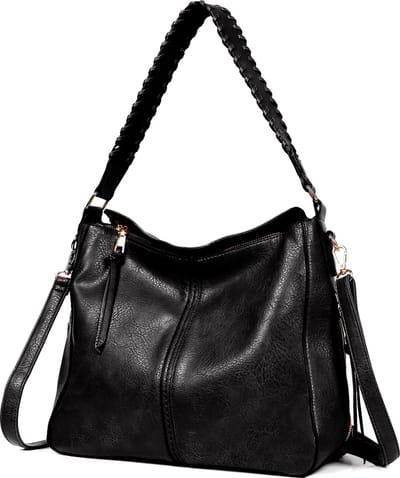 TAN.TOMI Handtas, Dames Handtassen, Grote Shopper met rits, Schooltas - Shoudertas - Zwart