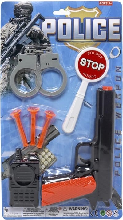Politie speelgoed set - pistool met zuignap pijltjes - voor kinderen - plastic - met accessoires