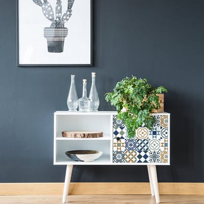 Meubeldecoratiestickers - Zelfklevende stickers voor keuken en woonkamer - 24 cementtegel meubelstickers FRINA - 24 stickers 10x10cm