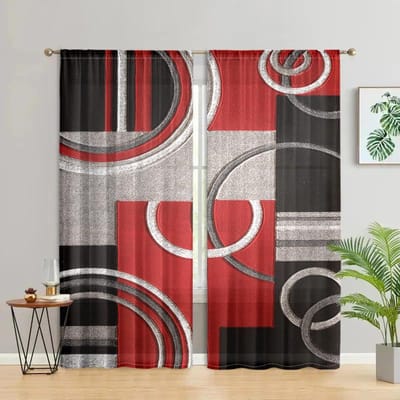 2 stuks, elegant en modieus geometrisch lijn decoratie ontwerp, gebruikt voor slaapkamer en woonkamer huisdecoratie W150CM H166CM&Rod pocket gray