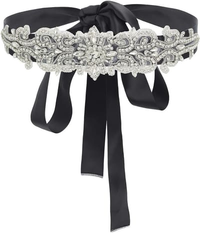 Elegante Kristallen Bruidsriem met Strik - Pailletten Sjerp voor Dames - Perfect voor Bruiloft en Prom