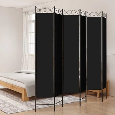 vidaXL - Kamerscherm - met - 6 - panelen - 240x220 - cm - stof - zwart