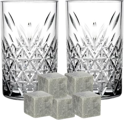 Pasabache whiskyglazen - set 4x stuks van 320 ml - en 9x whisky ijsblokstenen - Cadeau set