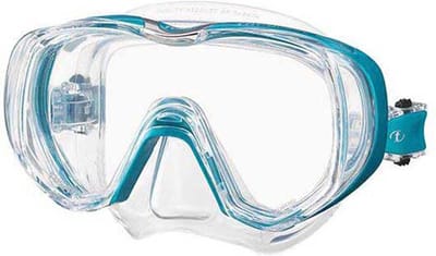 TUSA Freedom Tri-Quest – Panoramische duikbril & snorkelmasker met extra breed zichtveld – CrystalView glas – Transparant/Oceaangroen - M3001 OG
