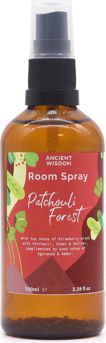 Roomspray - kamerspray - patchouli forest - patchouli - ceder- aardbei - 100ml