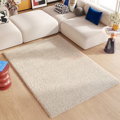 Tapiso Essence Vloerkleed Beige Hoogpolig Shaggy Tapijt Maat- 80x150