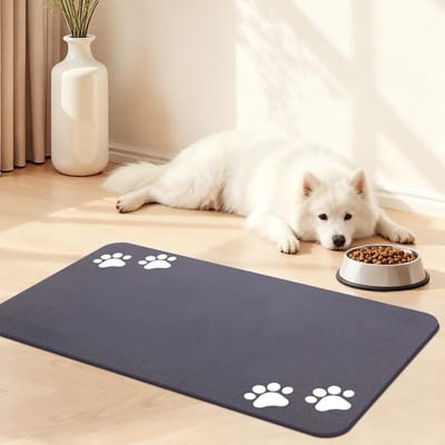 Sneldrogende en Absorberende Diatomiet Voer Mat voor Honden en Katten, Waterdichte Placemat voor Voer- en Waterbakken, Rechthoekig 43 x 80 cm, Donkerblauw en Gepersonaliseerd