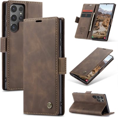 CaseMe Hoesje - Geschikt voor Samsung Galaxy S25 Ultra Hoesje - CaseMe 013 Book Case - Donkerbruin