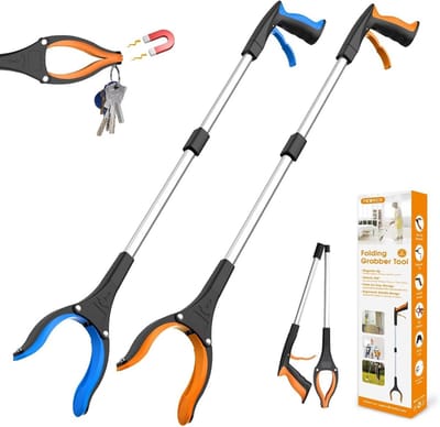 32" Vouwbare Grabber Reacher Tool met 360° Draaiende Klem en Magneet - 2-Pack