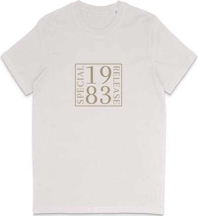 1983 Geboortejaar T Shirt Heren Dames - Vintage Wit- Maat S
