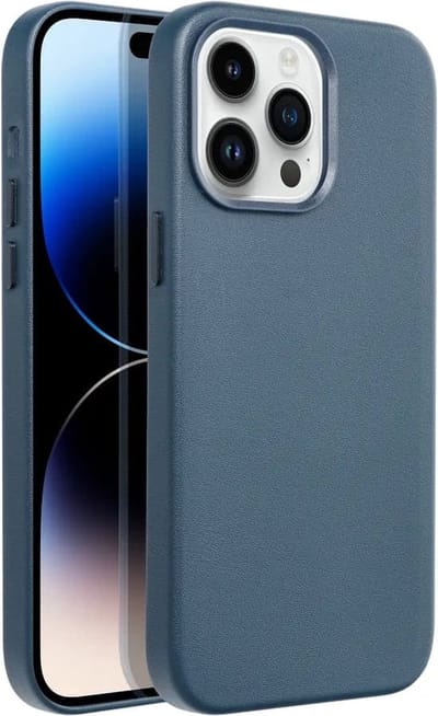 Casify Leren Hoesje geschikt voor MagSafe iPhone 15 Pro Max Hoesje - Donkerblauw