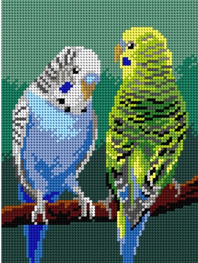 Borduurstramien 3578 - Parkietjes 18x24 cm (STRAMIEN ZONDER GARENS)