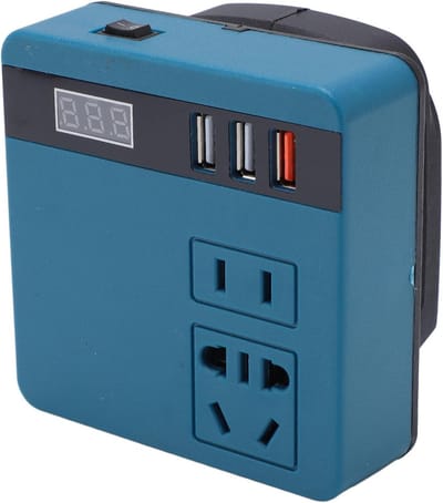 Draagbare Autoinverter met Voltageweergave voor Snelladen van Kleine Elektronica, 120W Piekkracht, 300W Vermogen, 18V-21V DC naar 220V AC Converter