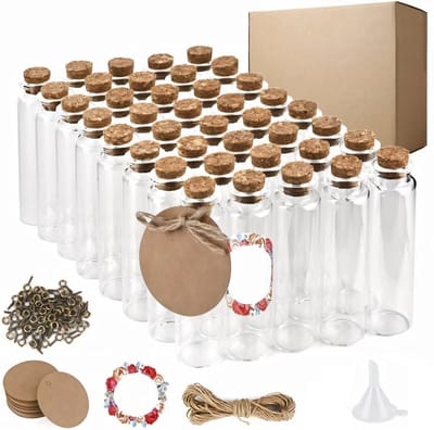 Dailygoods- Mini-Reageerbuisjes 40 Stuks - Glazen Potjes met Kurk - Kleine Glazen Flessen - Decoratie voor Feesten - Perfect voor Bruiloften - Hoogwaardig Glas 8 cm