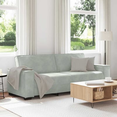 vidaXL - Driezitsbank - 220x78x84 - cm - fluweel - lichtgrijs