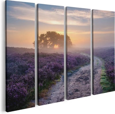 Artaza Canvas Schilderij Vierluik Pad in de Weide van de Veluwe - 80x60 - Foto Op Canvas - Canvas Print