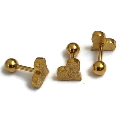 Aramat Jewels | Piercings | Sandblasted Helixpiercing Hart - Goudkleurig | | | |6mm | Staal | Volwassenen | Verkleurd niet