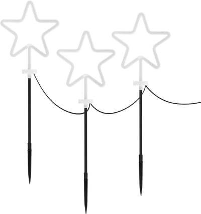 Set van 3 tuinstekkers ster 58 cm voor binnen & buiten feeënverlichting voor Kerstmis