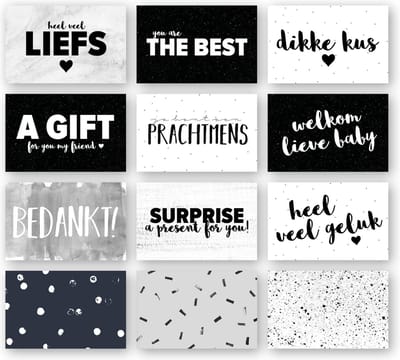 Cadeaulabels | Set 36 stuks | Mini-Cards | 85 x 55 mm | Inpakken | MOODZ design
