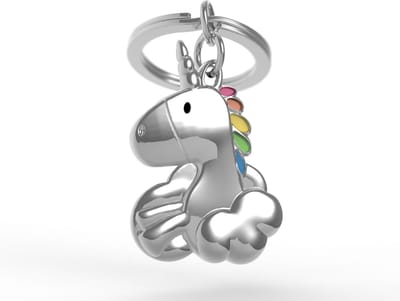 Metalmorphose sleutelhanger unicorn in wolken chrome Love