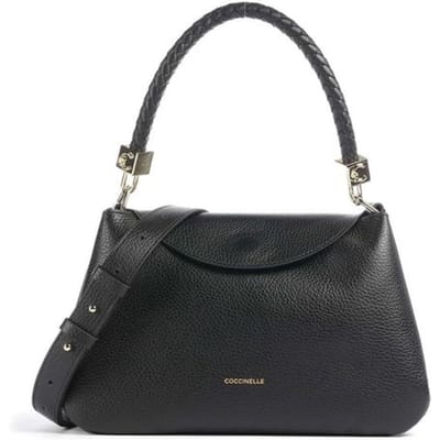 COCCINELLE Leren handtas schoudertas Tiggy Handbag Grained Leather Noir zwart