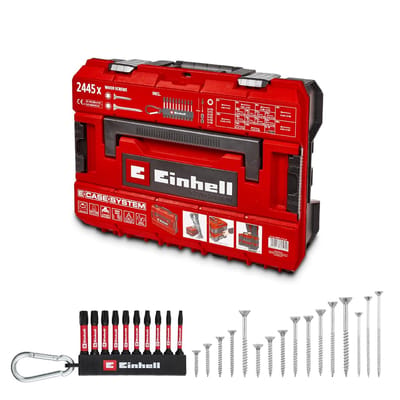 Einhell E-CASE schroevenset 2445-delig (2445 schroeven, 10 torsiebits, T-aandrijving, S2-staal, gewaxt, E-Case met tussenschotten en schuimrubberen inzetstukken)