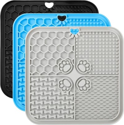 Famanu – Set van 3 siliconen likmatten met zuignappen, slow feeder voor angstverlichting