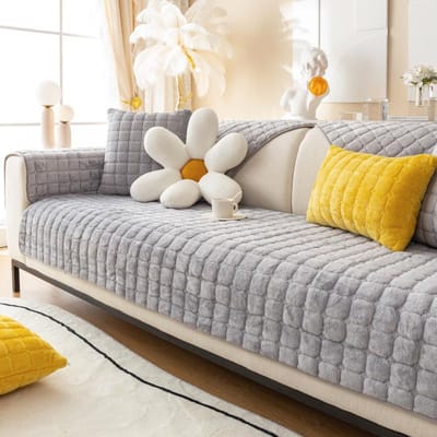 Coussin de canapé en peluche de couleur unie pour la chaleur de l'automne et de l'hiver, housse de protection de canapé antidérapante épaisse adaptée aux animaux de compagnie Backrest70X70cm