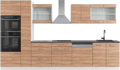 Vicco R-Line Complete keukeneenheid – 350 cm met hoge kast, WB Antraciet Sonoma/Wit