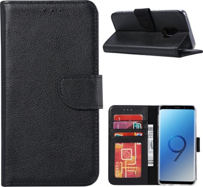 LuxeBass Hoesje geschikt voor Samsung Galaxy S9 Booktype / Portemonnee TPU Lederen Hoesje Zwart - telefoonhoes - gsm hoes - telefoonhoesjes - telefoonhoes - gsm hoes - gsm hoesjes