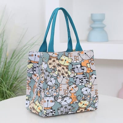 Zomer Strandtas Dames Handtas Dames Tote Handtas Schoudertas Kleine Kattenprint Totebag blauw