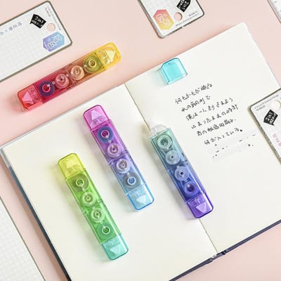 Lytwtw's Lovely Kawaii couleurs arc-en-ciel, papeterie mignonne, fournitures scolaires et de bureau, cadeau, distribution de ruban correcteur à Double tête, 1 pièce bleu